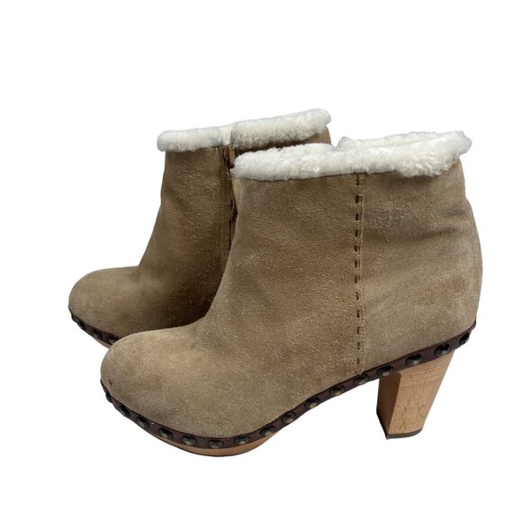 Barney’s NY Henry Cuir Suede Shearling Platform Clog Studded Ankle Boots Sz 36 - Picture 6 of 14